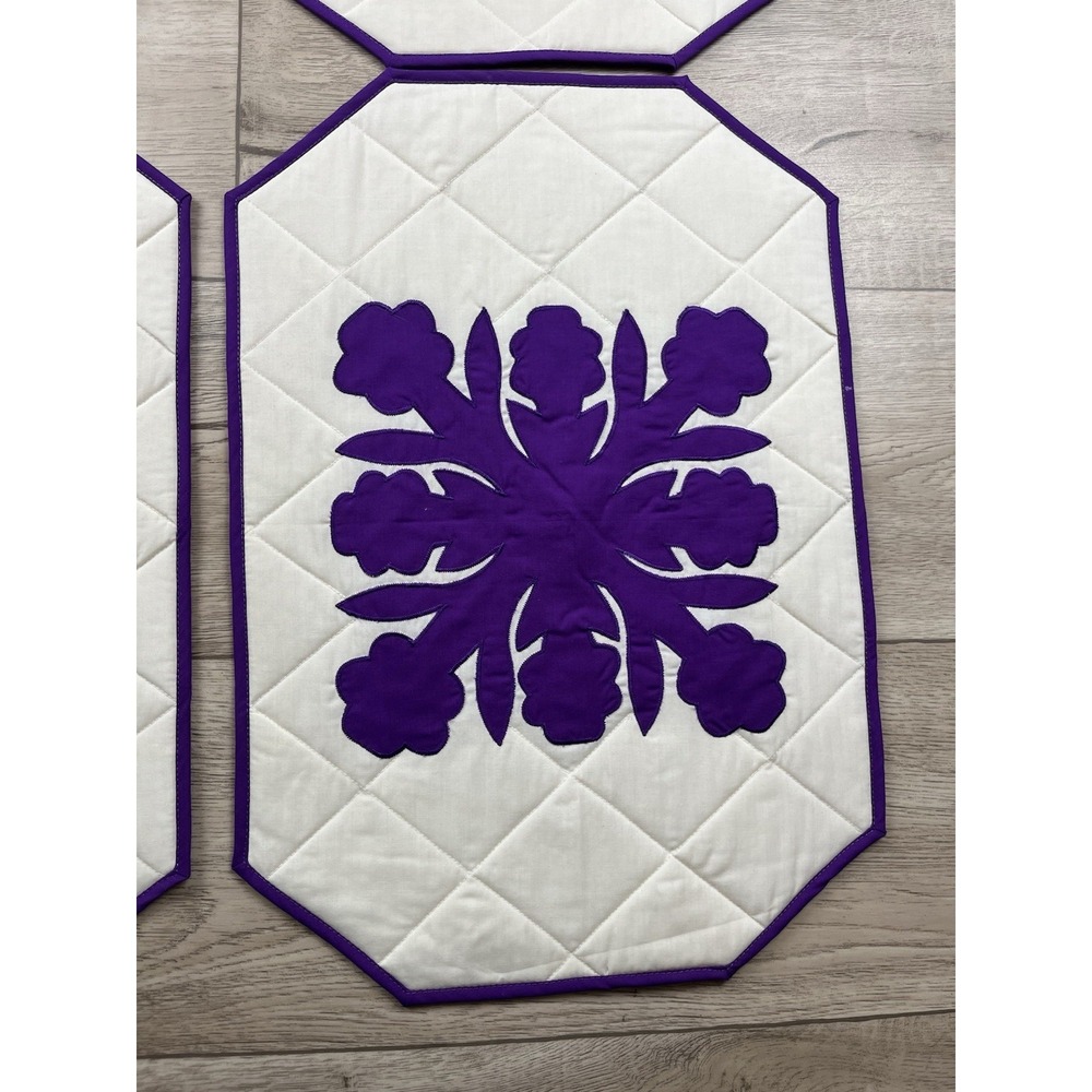 DBI Hawaii Inc Hawaiian Themed Placemats Quilted Set of 4 Purple White - NEW VTG - Picture 5 of 11